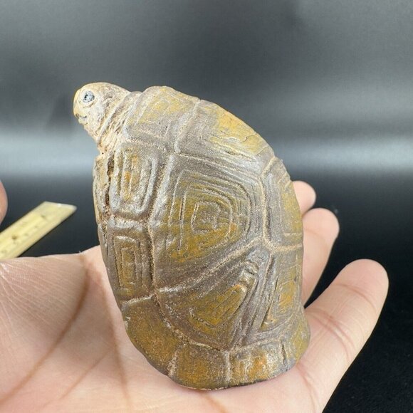 Vintage Whimsical Resin Turtle Figurine Brown Textured Figure Anthropomorphic - Picture 5 of 12
